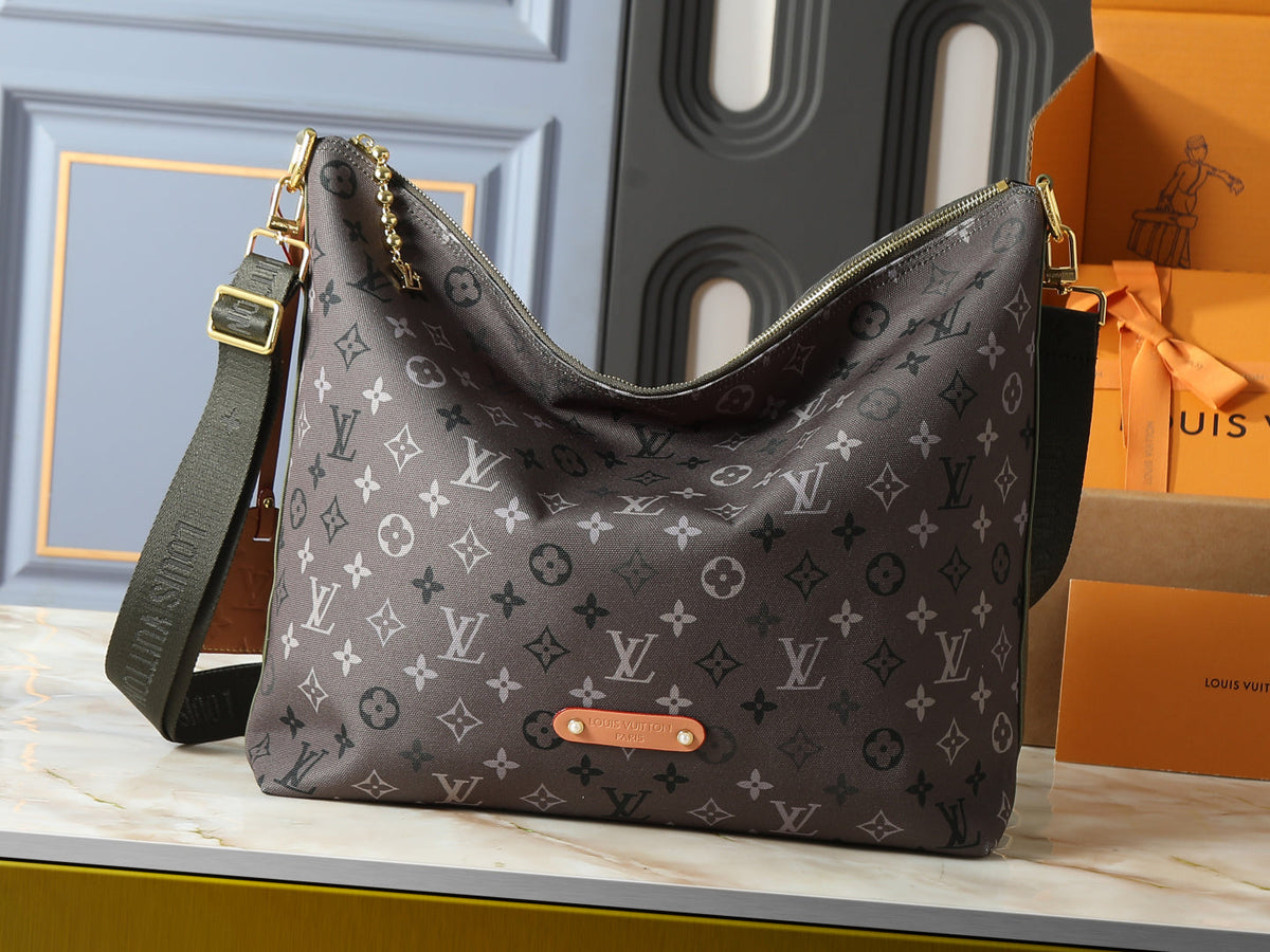 Monogram Print Slouchy Shoulder Bag