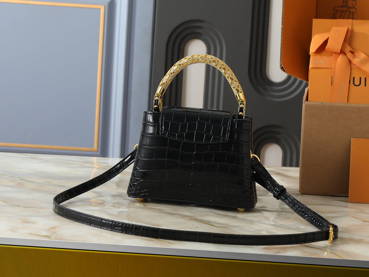 Mini Omate Gold-toned Handle LV Logo Handbag