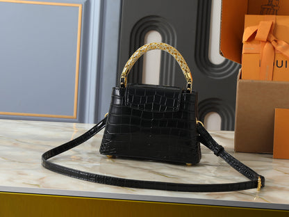 Mini Omate Gold-toned Handle LV Logo Handbag