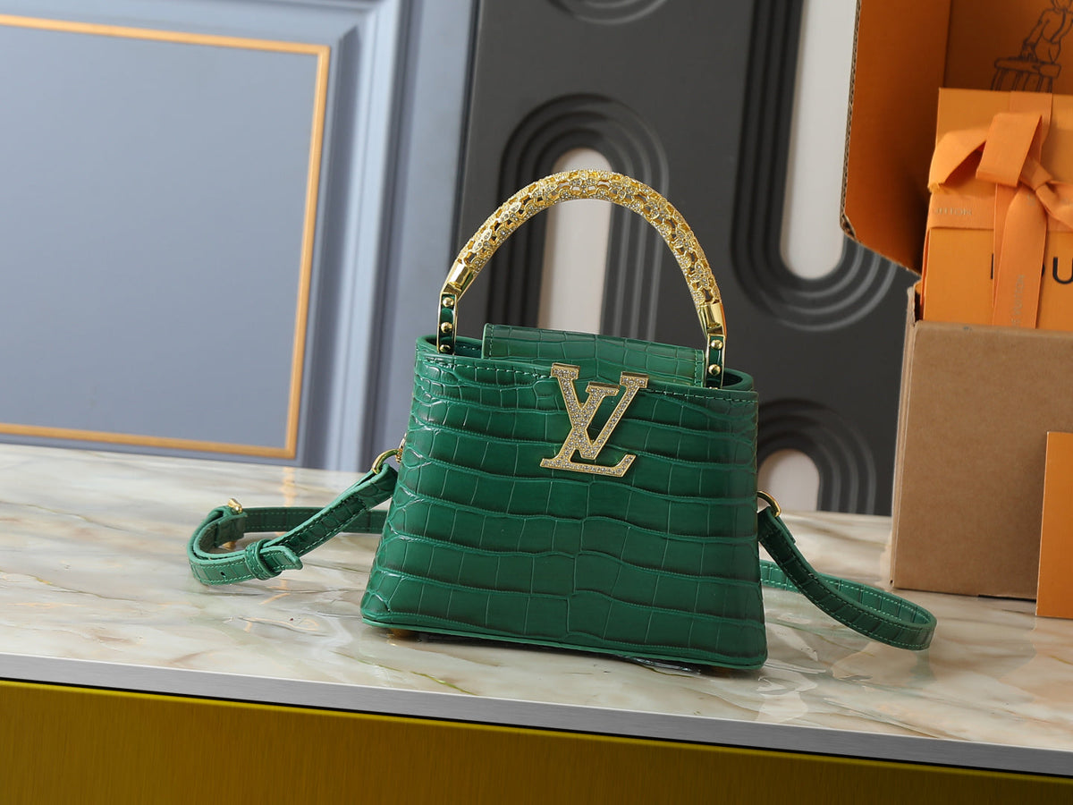 Mini Omate Gold-toned Handle LV Logo Handbag