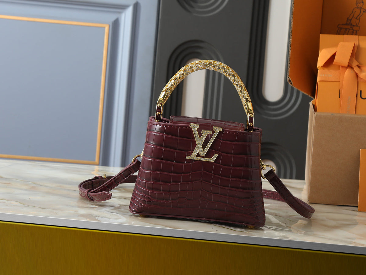 Mini Omate Gold-toned Handle LV Logo Handbag