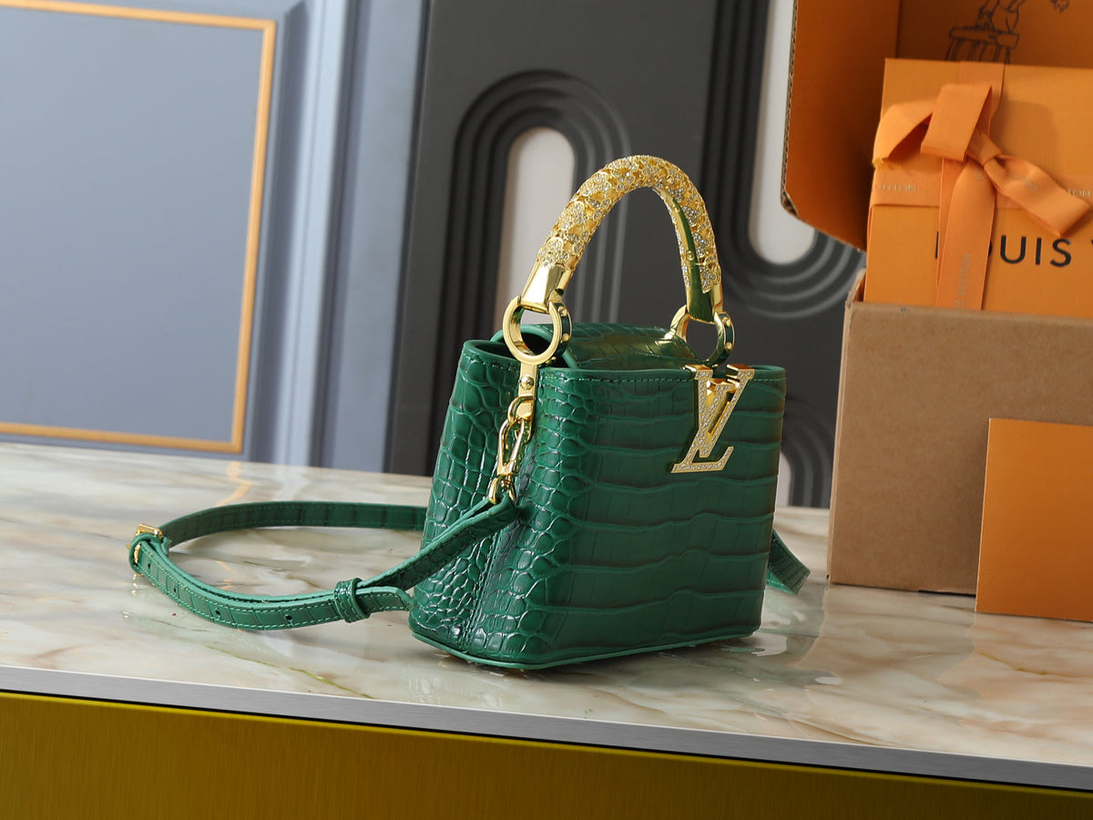 Mini Omate Gold-toned Handle LV Logo Handbag
