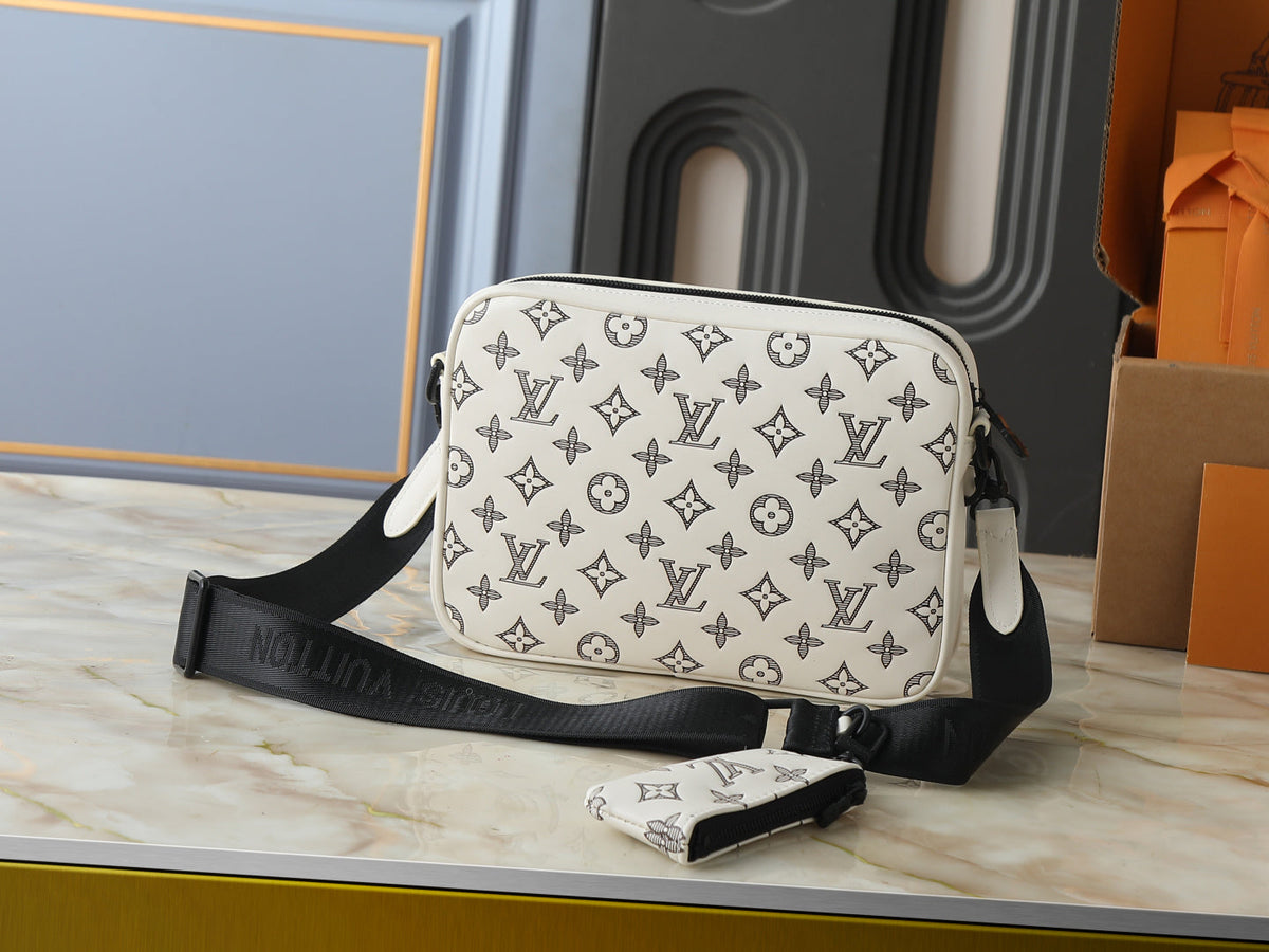 LV Shadow Trio Messenger Bag In White