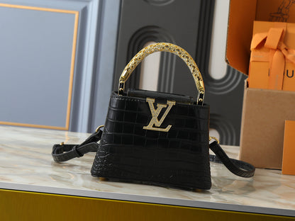 Mini Omate Gold-toned Handle LV Logo Handbag