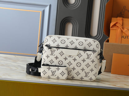 LV Shadow Trio Messenger Bag In White