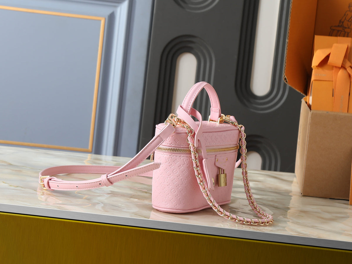 LV Vanity Bag Gold-Tone Padlock & Chain Strap