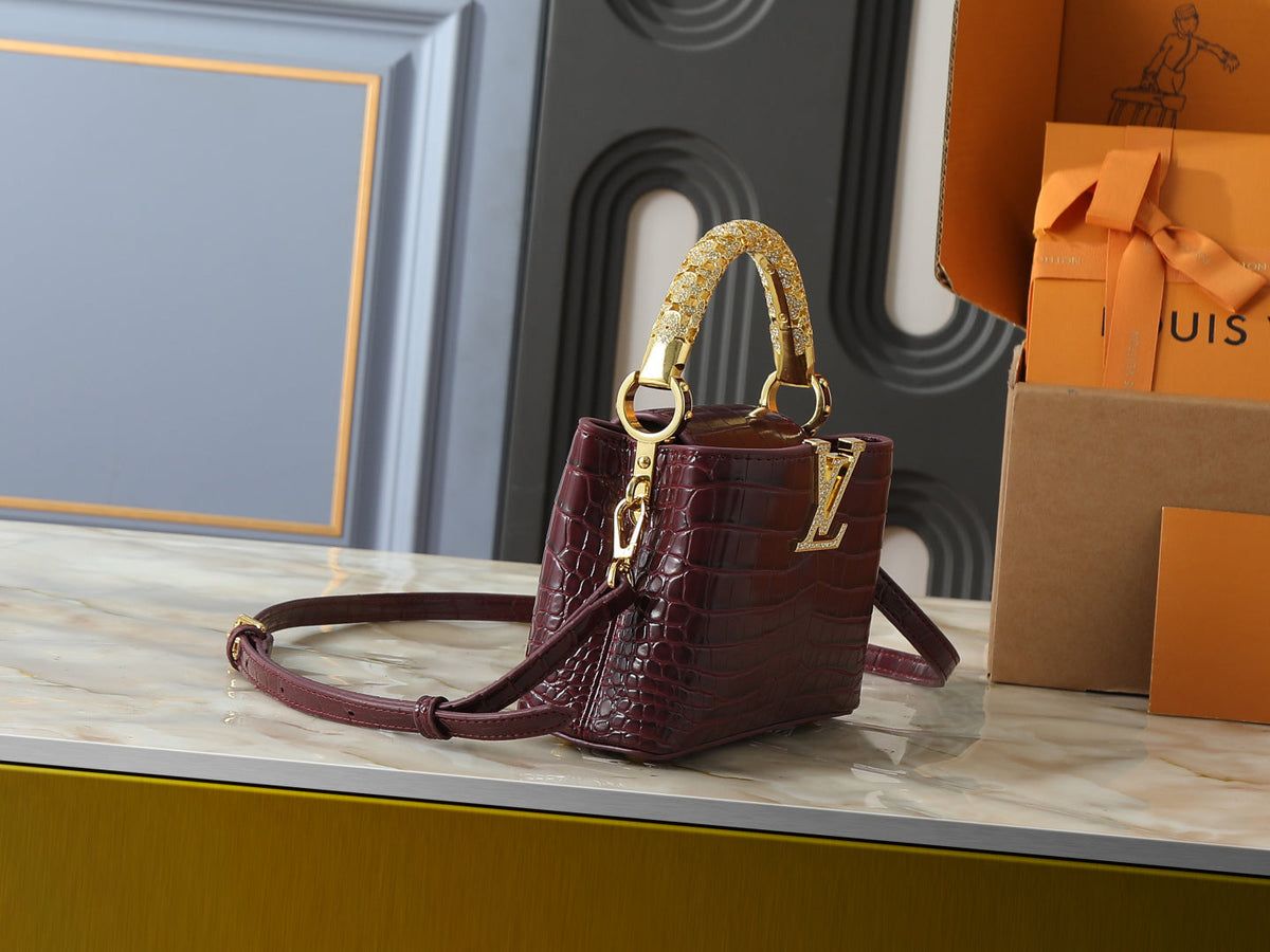 Mini Omate Gold-toned Handle LV Logo Handbag