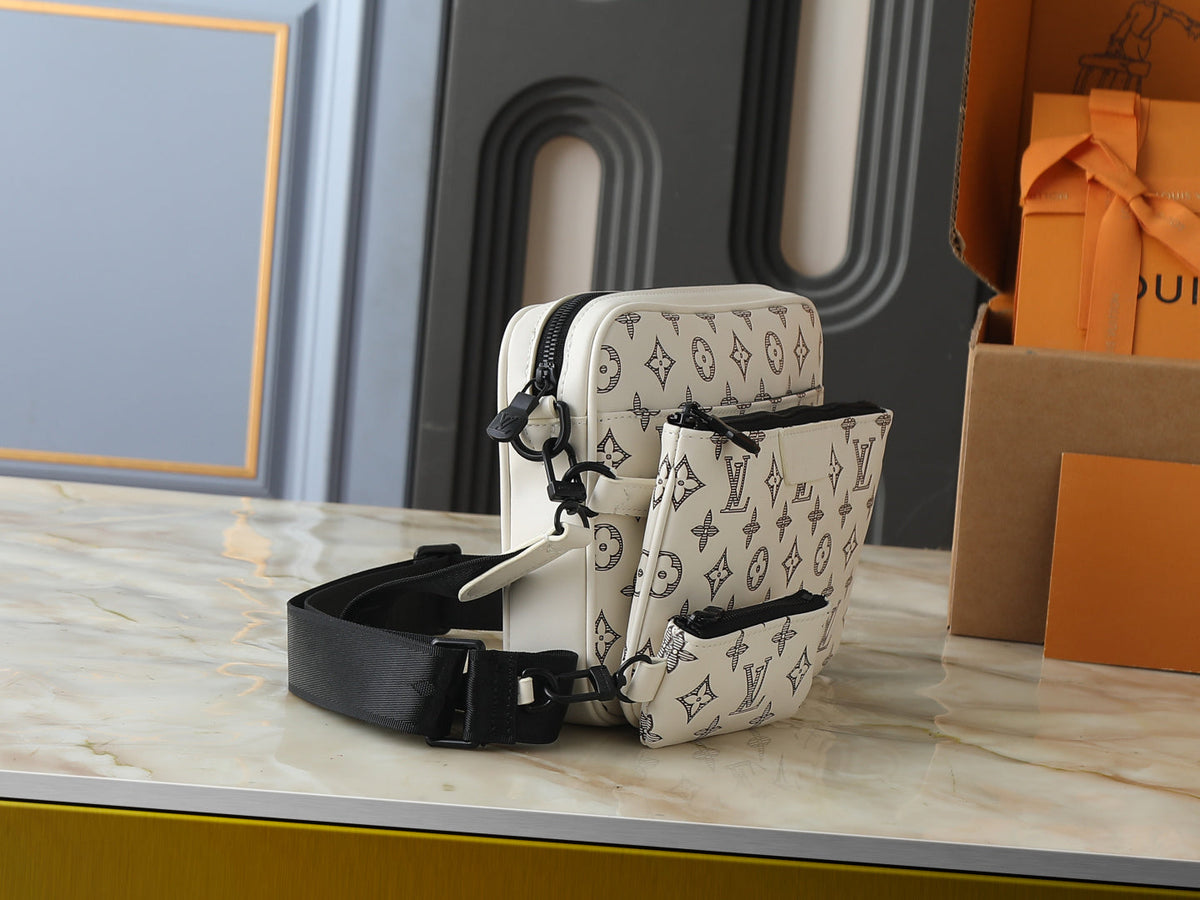 LV Shadow Trio Messenger Bag In White
